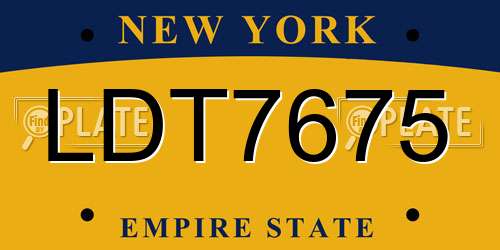 LDT7675 New York License Plate