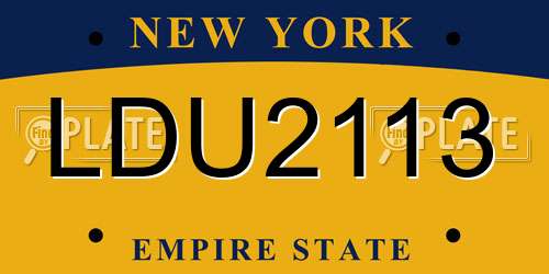 LDU2113 New York License Plate