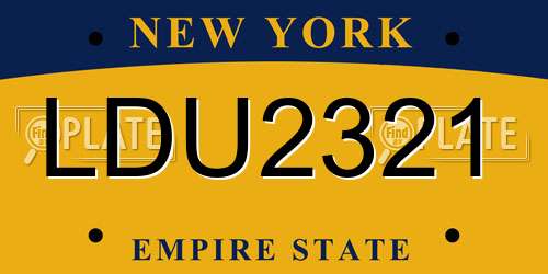 LDU2321 New York License Plate
