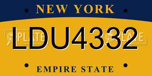 LDU4332 New York License Plate