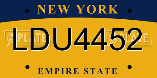 LDU4452 New York License Plate