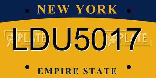 LDU5017 New York License Plate