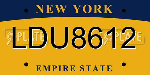 LDU8612 New York License Plate