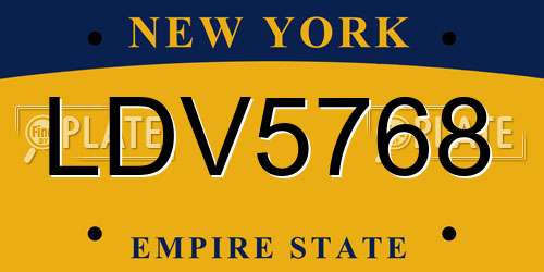 LDV5768 New York License Plate