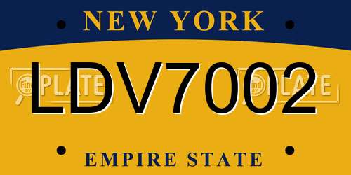 LDV7002 New York License Plate