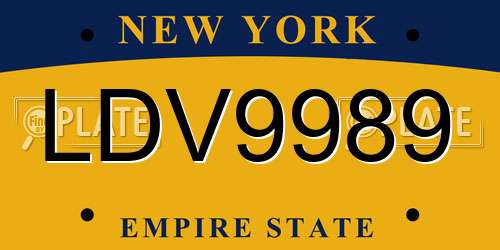 LDV9989 New York License Plate