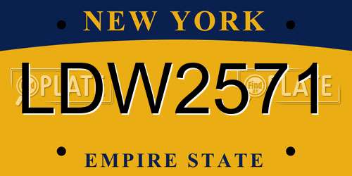 LDW2571 New York License Plate