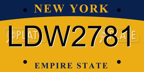 LDW2781 New York License Plate