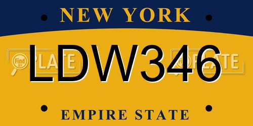 LDW346 New York License Plate