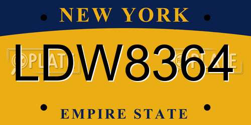 LDW8364 New York License Plate