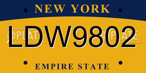 LDW9802 New York License Plate