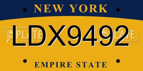 LDX9492 New York License Plate