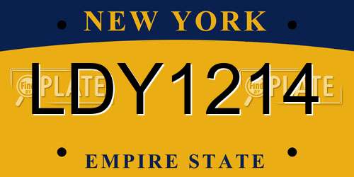 LDY1214 New York License Plate