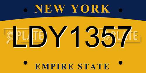 LDY1357 New York License Plate