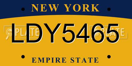 LDY5465 New York License Plate