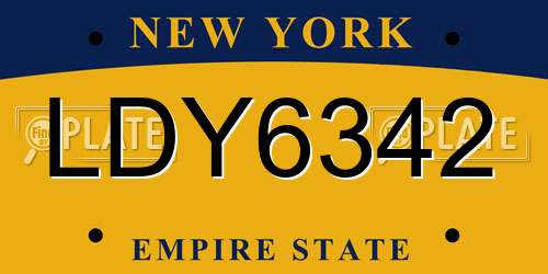 LDY6342 New York License Plate