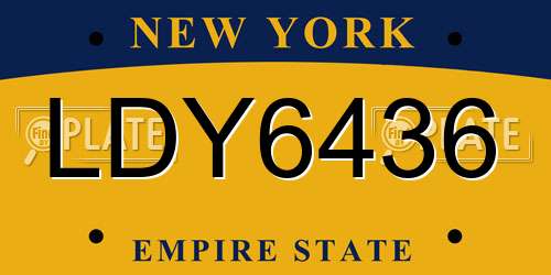 LDY6436 New York License Plate