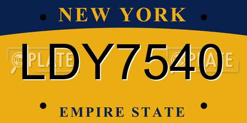 LDY7540 New York License Plate