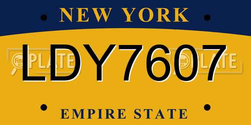 LDY7607 New York License Plate