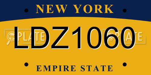 LDZ1060 New York License Plate