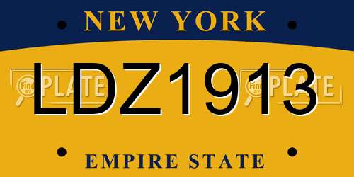 LDZ1913 New York License Plate