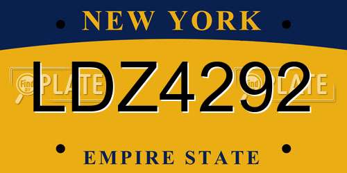LDZ4292 New York License Plate