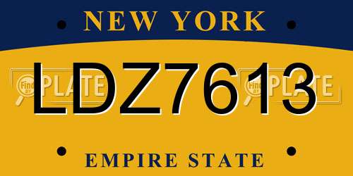 LDZ7613 New York License Plate