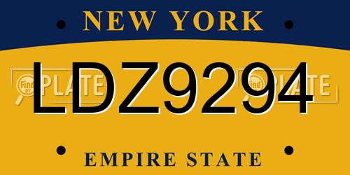 LDZ9294 New York License Plate