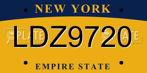 LDZ9720 New York License Plate