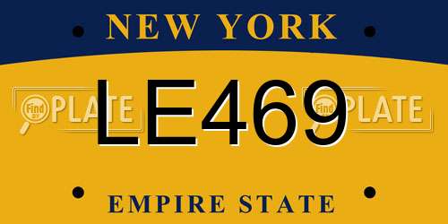 LE469 New York License Plate