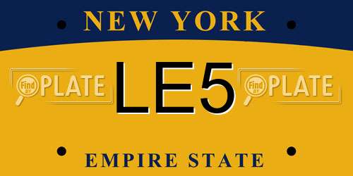 LE5 New York License Plate