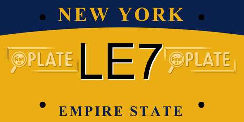 LE7 New York License Plate