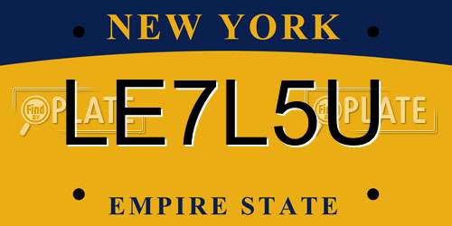 LE7L5U New York License Plate