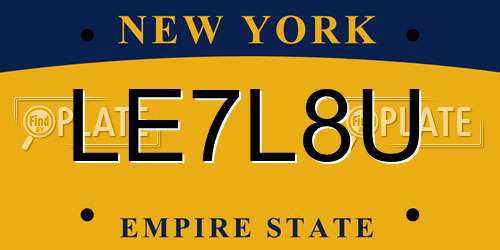 LE7L8U New York License Plate