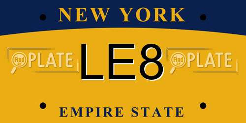 LE8 New York License Plate