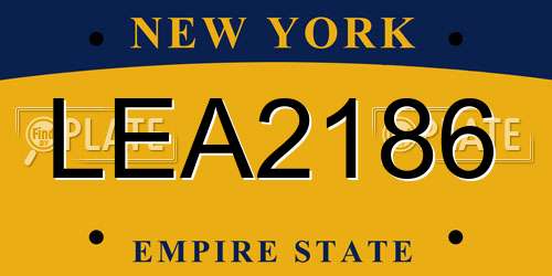 LEA2186 New York License Plate
