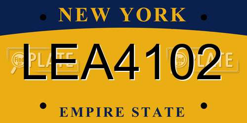 LEA4102 New York License Plate