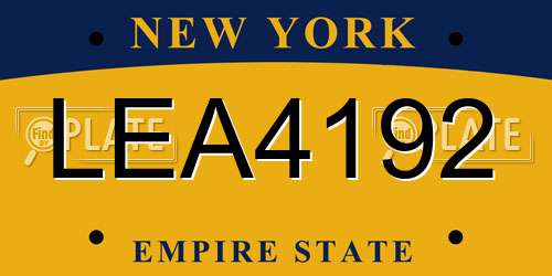 LEA4192 New York License Plate