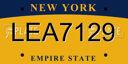 LEA7129 New York License Plate