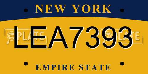 LEA7393 New York License Plate