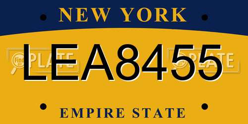 LEA8455 New York License Plate