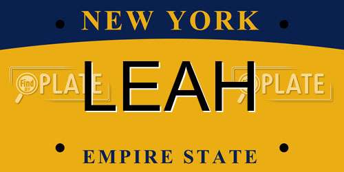 LEAH New York License Plate