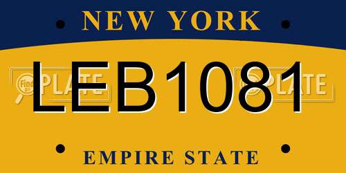 LEB1081 New York License Plate
