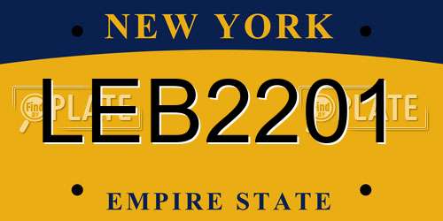 LEB2201 New York License Plate