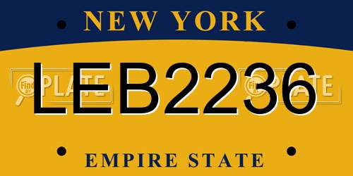 LEB2236 New York License Plate