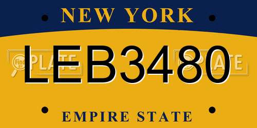 LEB3480 New York License Plate