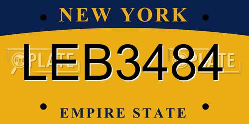 LEB3484 New York License Plate