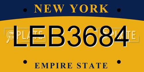 LEB3684 New York License Plate