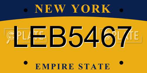 LEB5467 New York License Plate
