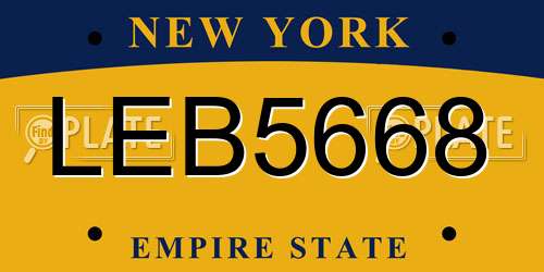 LEB5668 New York License Plate